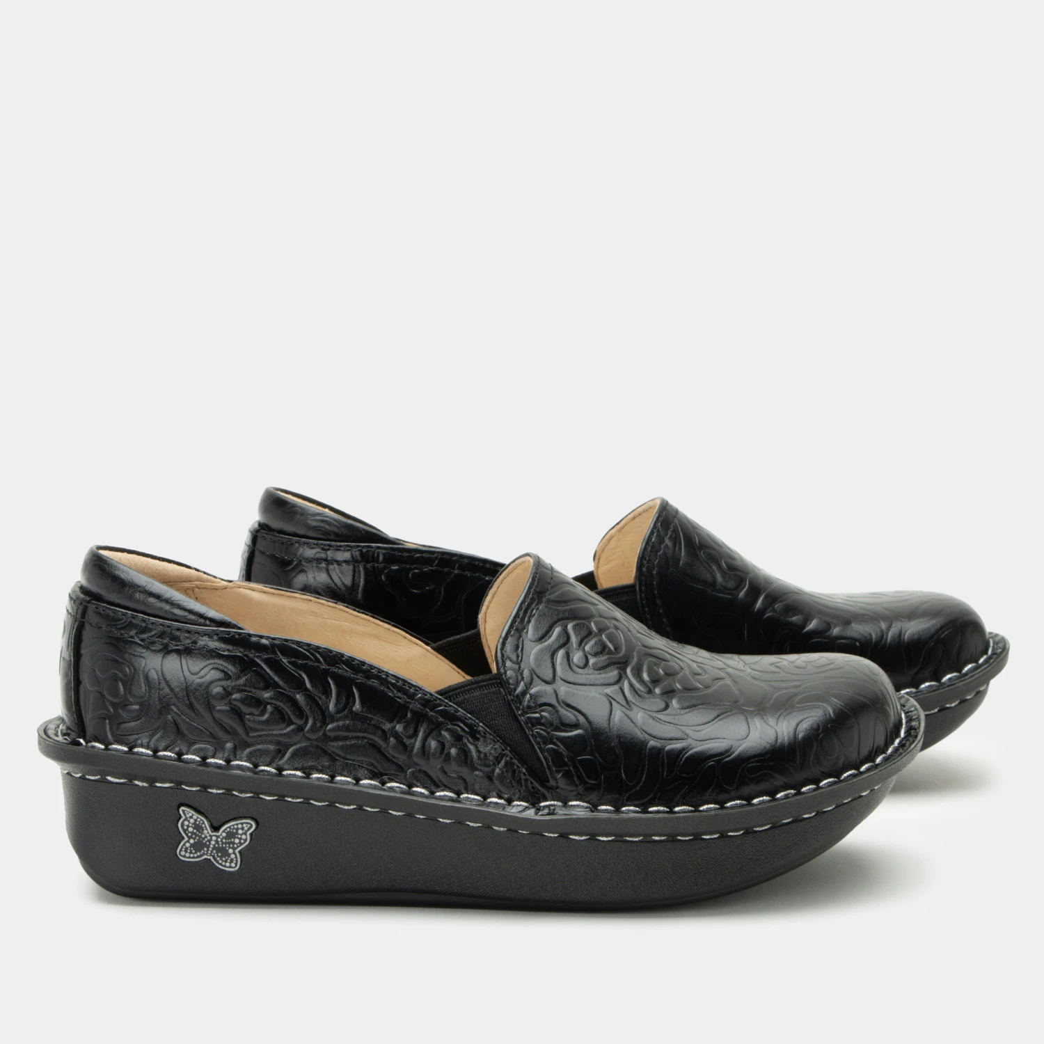 Shoes Debra Black Embossed Rose Shoe 3 Shoes Debra Black Embossed Rose Shoe - Image 3