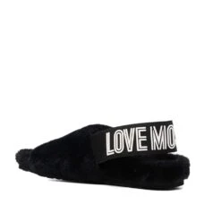 LOVE MOSCHINO FAUX-FUR LOGO STRAP SANDALS -Cheap Shoes Store FAUXFUR3